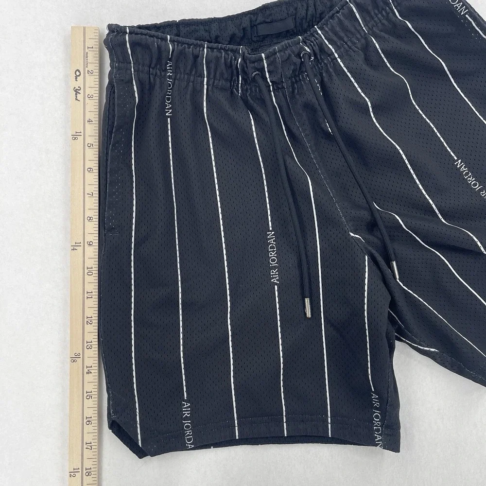 Jordan Essential Printed Shorts Mens S Black Basketball Pinstripes Mesh Retro